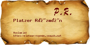 Platzer Rézmán névjegykártya